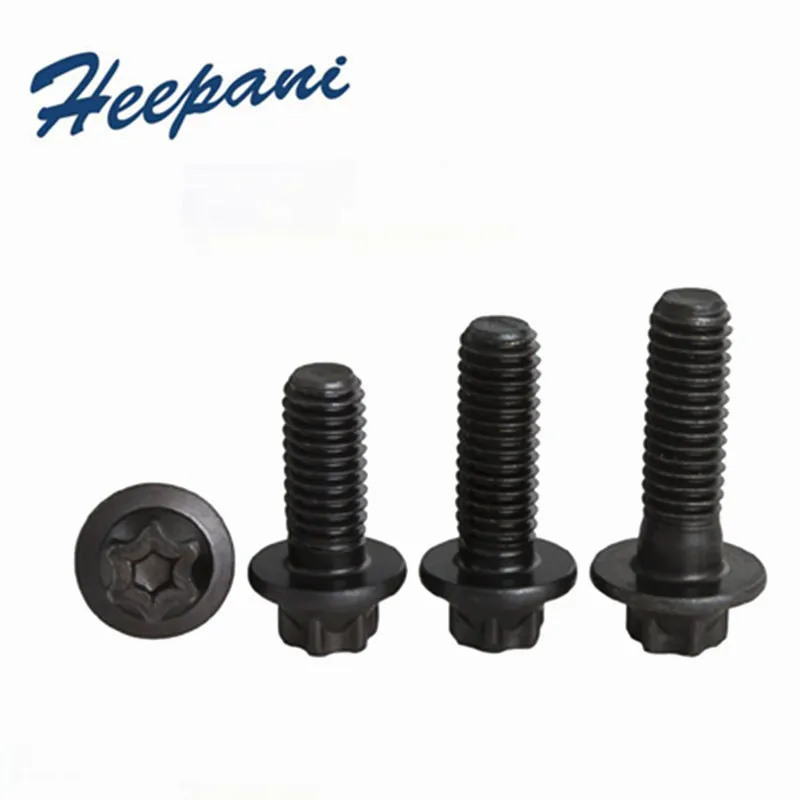 

100PCS 12.9 Grade M5 M6x10 M5x12 / 16 / 20 full / half thread external hex flange bolts high strength torx head hexagon screws