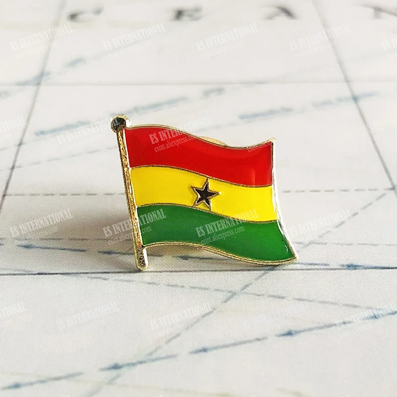 GHANA National Flag Embroidery Patches Badge Shield And Square Shape Pin One Set On The Cloth Armband   Backpack  Decoration