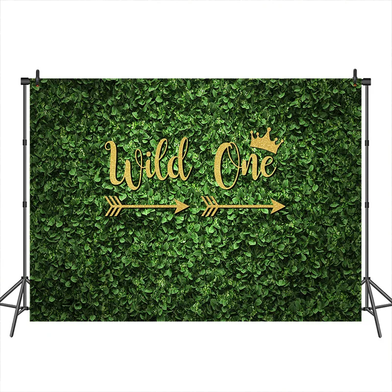 

Mocsicka Wild One Photography Background Spring Leaf Birthday Party Backdrops Baby Shower Decoration Banner for Photo Studio