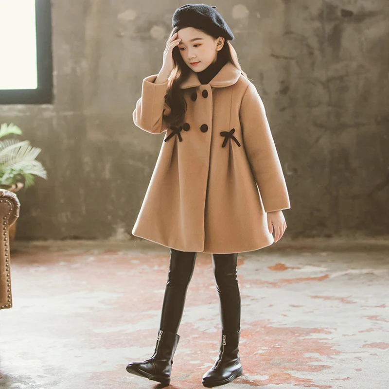 Children Jacket for Girls Winter Wool Warm Overcoat Fashion Girls Clothes Kids Outerwear Autumn Girls Coat 4 6 8 10 12 13 Years