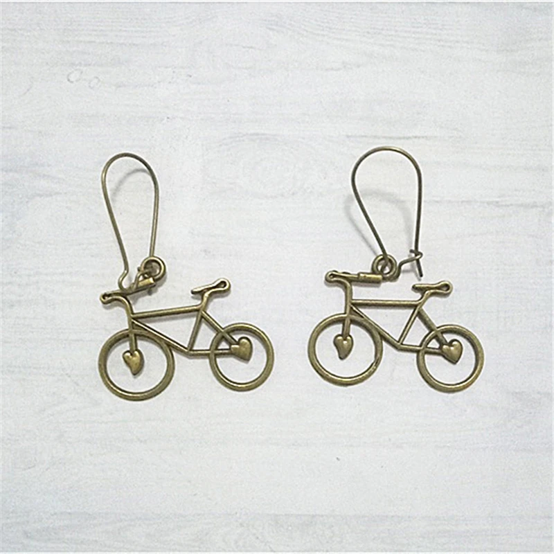 Bronze Color Bicycle Earring, Bike Pendant Earring, Vintage Bicycle Earring, Sporty Jewelry, Bike Lover Gift, Bike Earrings