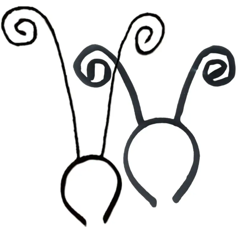 Adult Kids Long Ant Antenna Headband Insect Bug Black Velvet Hair Hoop Halloween