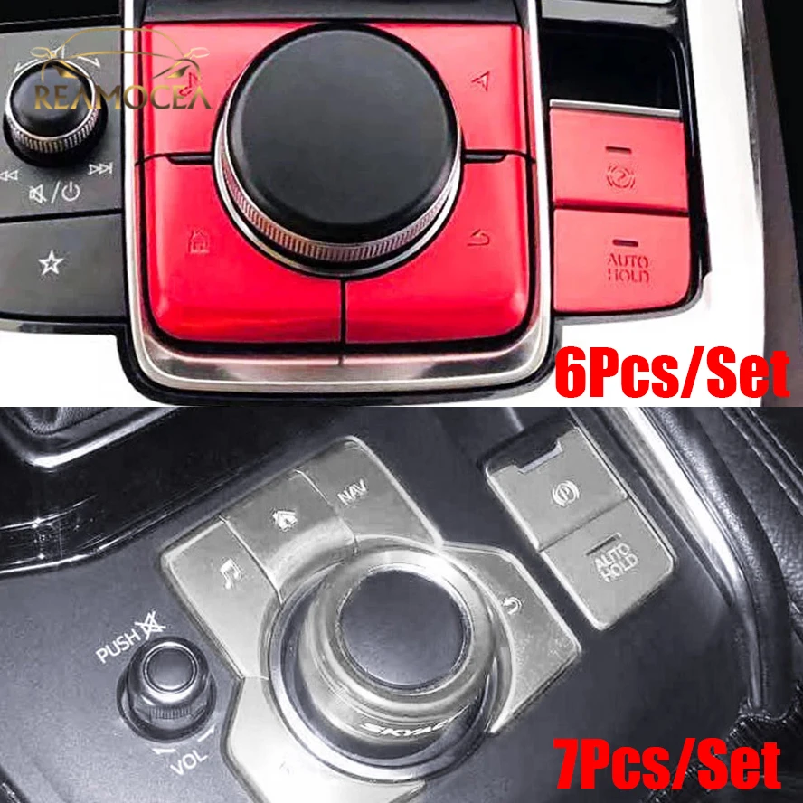 Reamocea 1Set Electronic Handbrake Multimedia Button Cover Frame Trim For Mazda 3 Axela CX-4 CX-5 CX-8 CX-30 Atenza MX30 LHD/RHD
