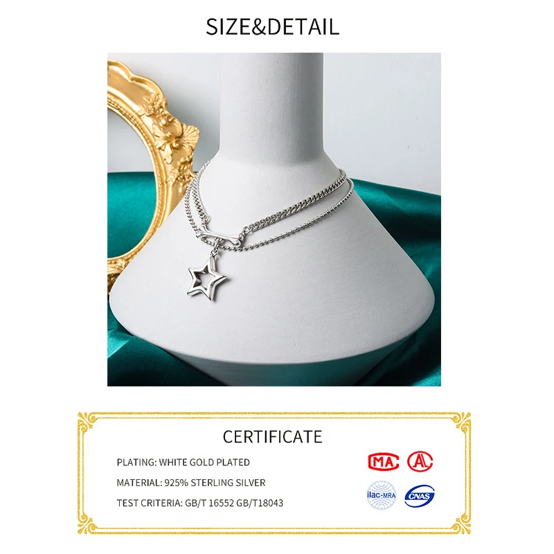 Bfclub Zilveren Kleur Ketting Ketting Eenvoudige Dubbele Lijn Sterren Zilver Ketting Koreaanse Stijl Vrouw Boho Ketting Dames Sieraden