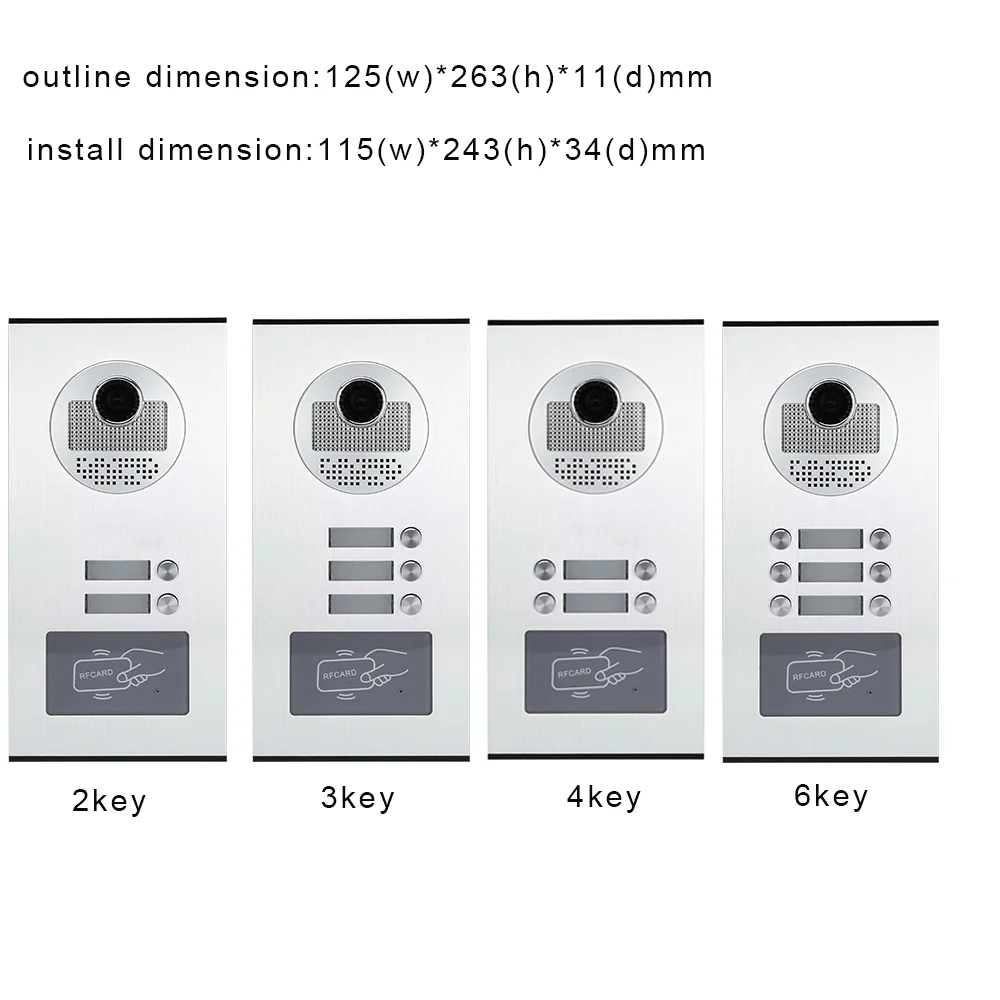 Wired Video Intercom Device For The Apartment Home RFID Access Camera  Outdoor Unit Wth 2/3/4/5/6/8/10/12 Buttons Multi Key