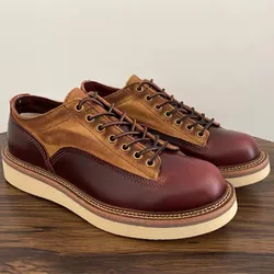 Yomior 2021 Spring Vintage Men Shoes Handmade Top Quality Casual Ankle Boots Cow Leather British Boots Tooling Motorcycle Boots