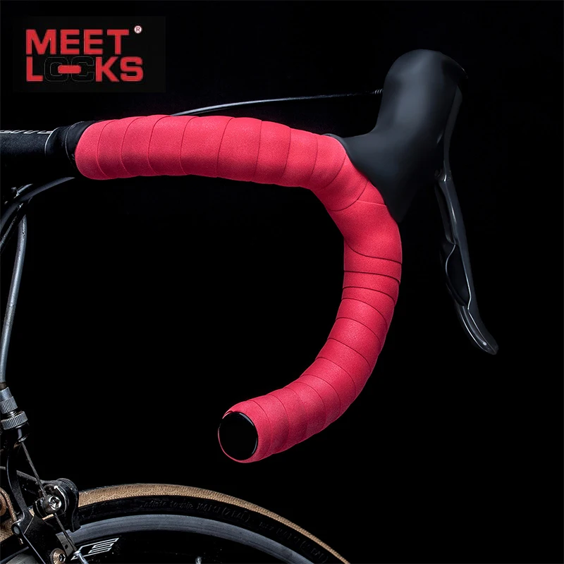 

MEET LOCKS 1 Pair Cycling Road Bike Handlebar Tape Bar Tape + 2 Bar Plugs Racing Bicycle Hand Bar Tape Wrap Supper Ribbon