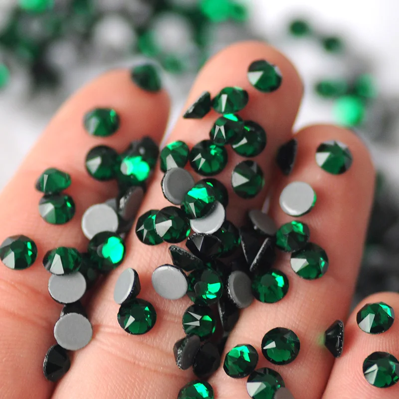 

2088 Emerald 8 Big 8 Small HotFix Strass Glass Glitter Crystal Rhinestones For Crafts DIY Accessories Beads Garment Decorations