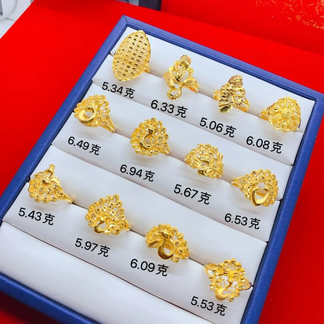 

HX 24K Pure Gold Ring Real AU 999 Solid Gold Rings Elegant Shiny Heart Beautiful Upscale Trendy Jewelry Hot Sell New 2023