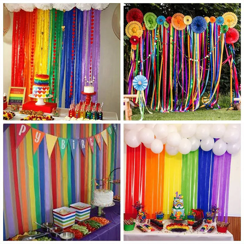 45mm 25meter Länge Crepe Papier Streamer Rolle Bunting DIY Papier Girlande Fotografie Kulissen für Hochzeit Geburtstag Party Decor – Detail 4
