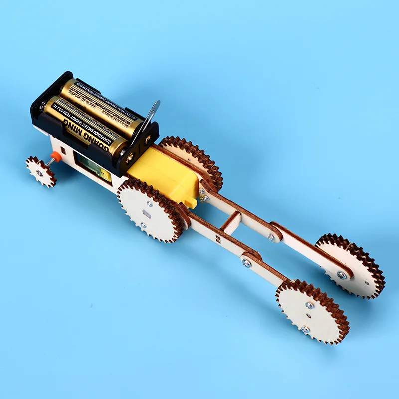 1Pcs Kreative Elektrische Getriebe Runde Reise Auto Wissenschaft Technologie Erfindung Montage Blöcke Spielzeug DIY Student Wissenschaft Modell Spielzeug