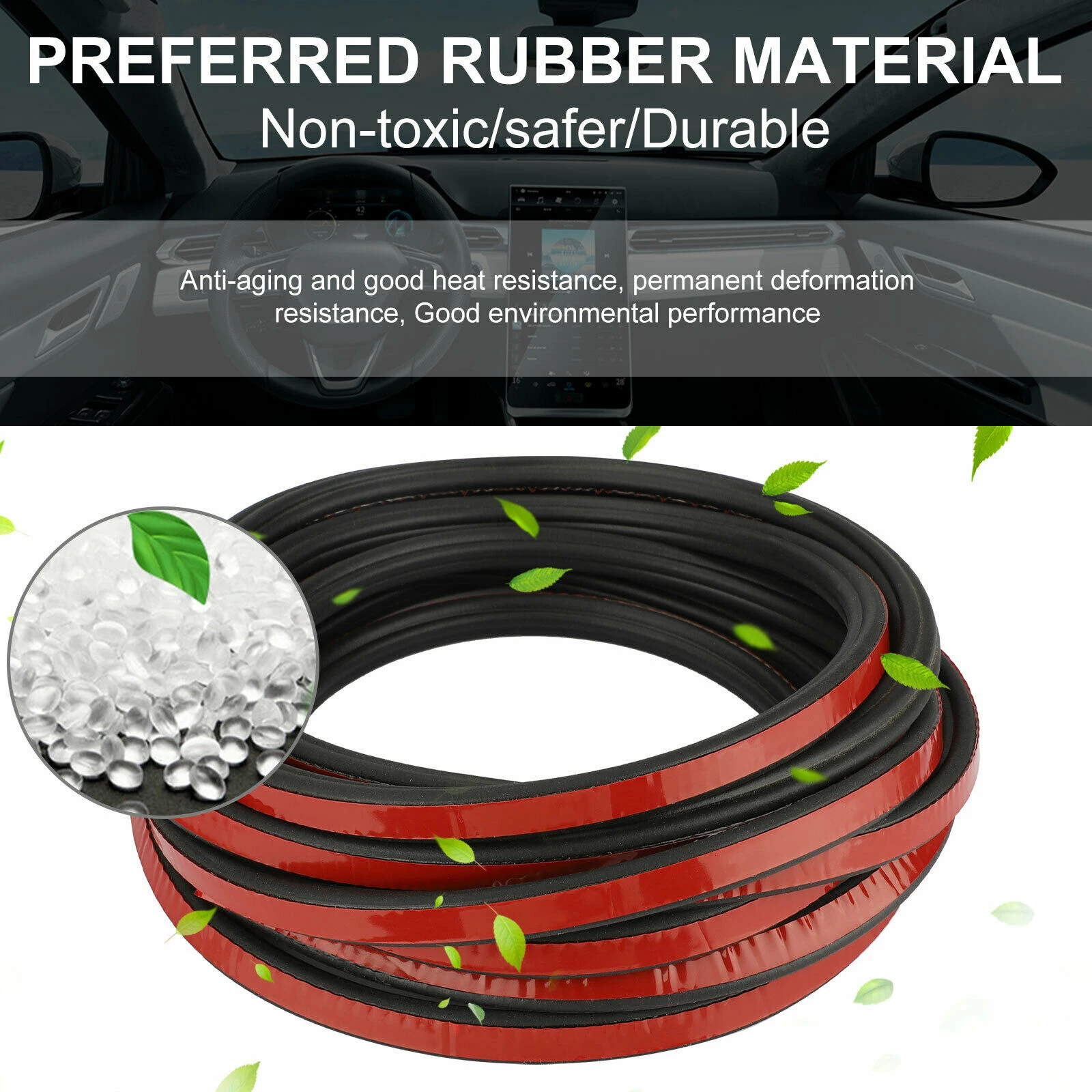 5Meters Car Door Seal Strips Sticker B Shape Weatherstrip Rubber Seals Sound Insulation Sealing Automobiles Interior Accessories