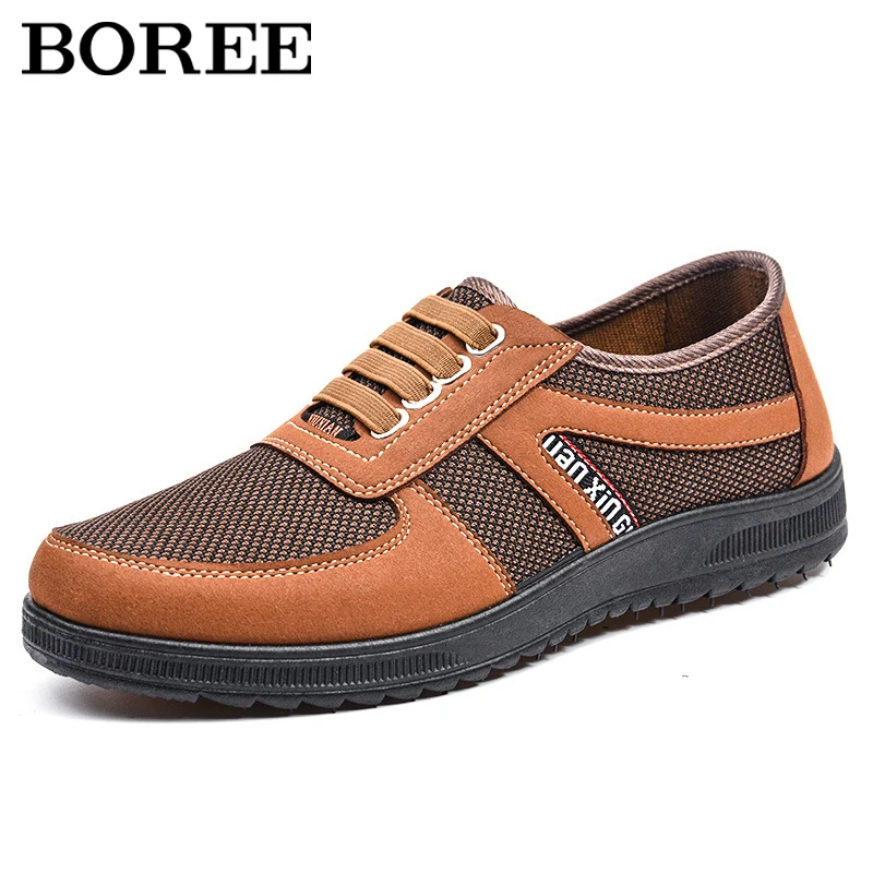 BOREE Men Canvas Shoes Fashion Mesh Casual Sneakers Comfortable Soft Bottom Outdoor Flat Shoes Antiskid Jogging Men Sports Shoes