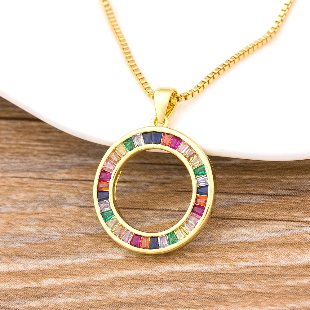 Nidin Fashion Rainbow Necklace Multicolor Pendants Charm Jewelry Long Chain Necklace For Women Fine Birthday Party Gift