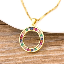 Nidin Fashion Rainbow Necklace Multicolor Pendants Charm Jewelry Long Chain Necklace For Women Fine Birthday Party Gift
