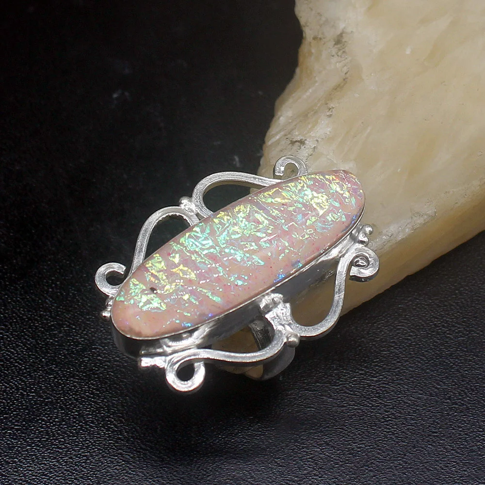 

Gemstonefactory ювелирные изделия большая акция одиночное уникальное 925 серебро нежное дихройное стекло для женщин мужчин подарки кольца 6 #20212885