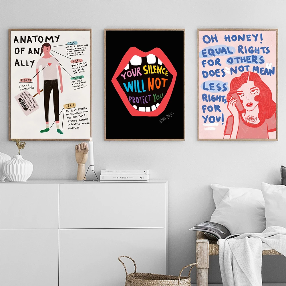 Black Lives Matter Art Prints BLM Protest Posters Motivational Slogan Wall Art Canvas Painting Anti Racism Sign Pictures Decor