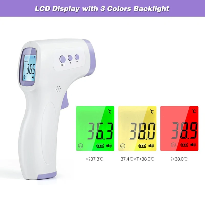 Termómetro infrarrojo Digital sin contacto para la frente, pistola de temperatura IR LCD, termómetro corporal multifunción para bebé y adulto