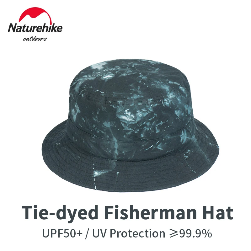 Naturehike Tie-dye Fisherman Hat Fashion Cyan Sun Hat Outdoor Camping Hiking Cap Summer Cotton Cap 5.5cm Wide Brim UPF50+