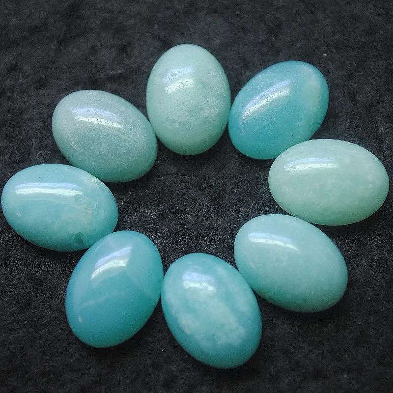 10PCS Nature Amazonite Stone Cabcohons Oval Shape 10X14MM 13X18MM NO HOLE Good Quality Free Shipping Beads Cabs