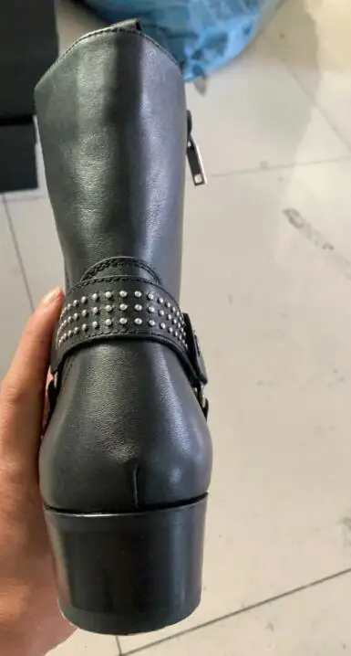 Men Chelsea Boots Black Genuine Leather Cross Buckle Ankle Boots Flats Side Zipper big size 45 46 for shoes man