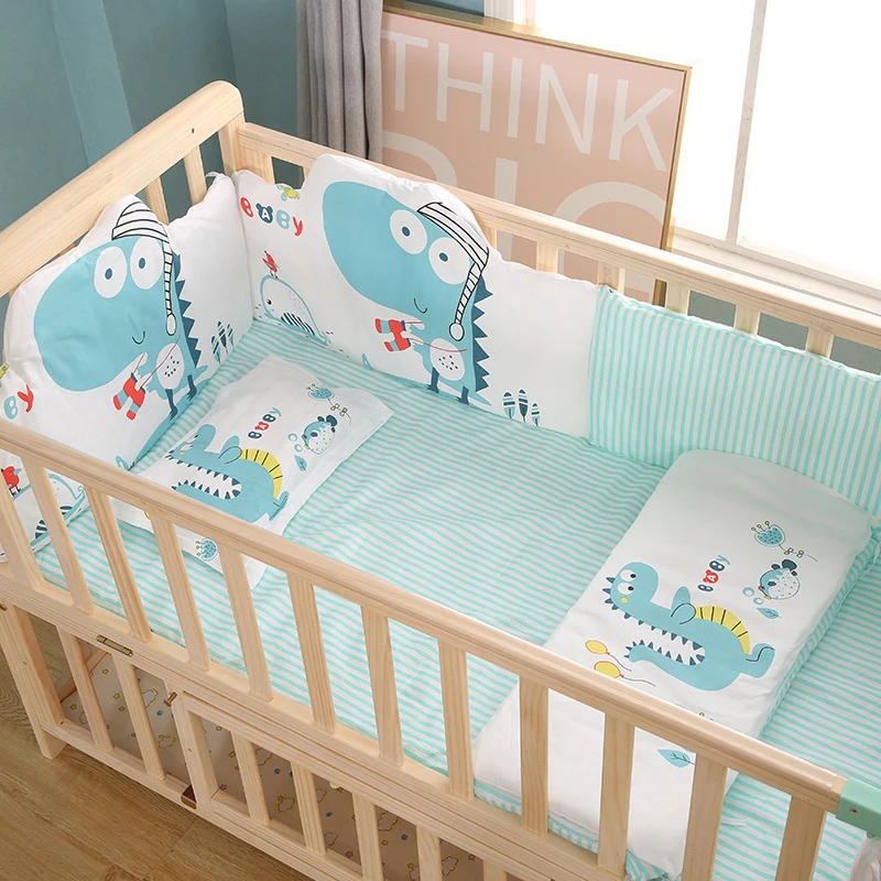 Babyinner 5 Teile/satz Baby Bett Stoßstange Baumwolle Krippe Zaun Cartoon Neugeborenen Kinderbett Schutz Kissen Bettwäsche Set Baby Zimmer Dekor