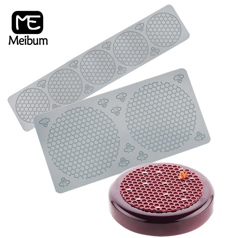 Stampi per fondente Meibum stampi per torte in Silicone a nido d\'ape rotondi strumenti per la cottura di pasticceria per Cupcake Set da forno per