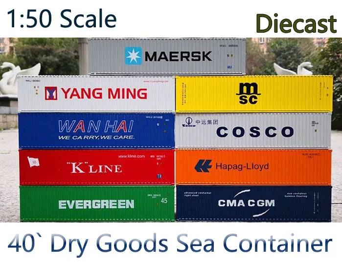 New Diecast Model Replica 1/50 Scale 40` Dry Goods Sea Container Collectible