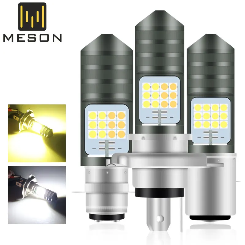 1pcs H4 LED BA20D P15D LED Moto Motorcycle Headlight Bulbs Lens  White Yellow Hi Lo Lamp for Motorbike Scooter Moped Headlight