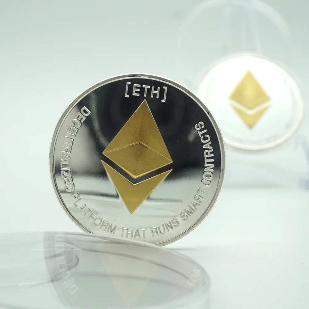 Non-currency ETH Gold/Sliver Plated Patterned Coins Bitcoin/Ethereum/Litecoin/Ripple/coin Commemorative Coin Drop Shipping