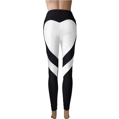 Leggings con estampado de corazón rojo para mujer, pantalones hasta el tobillo de poliéster, cintura alta, Push Up, ropa deportiva femenina