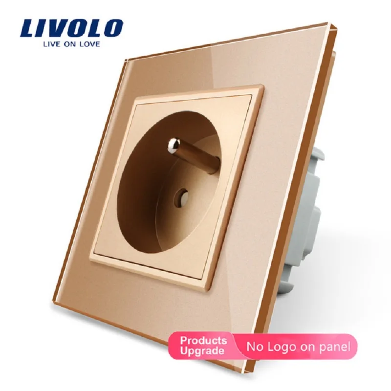 Free Shipping,Livolo New Outlet,French Standard Wall Power Socket, VL-C7C1FR-11,White Crystal Glass Panel, AC 110~250V 16A