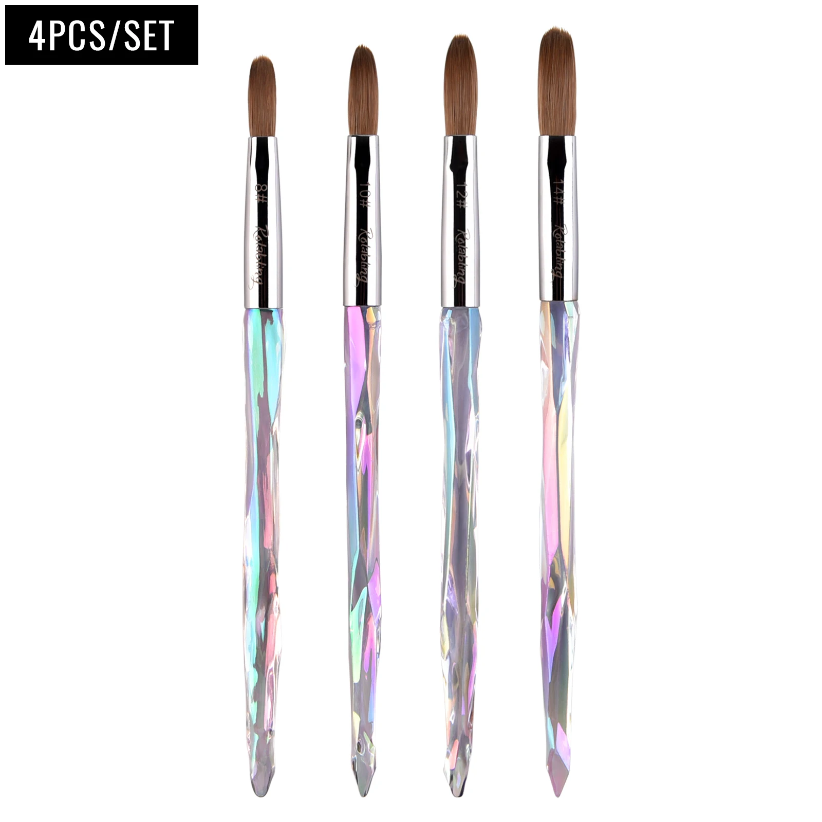 

Акриловая кисть для ногтей Kolinsky Sable Gel Nail Manicure Drawing Nail Art Brush Set 4 шт. Размер 8 10 12 14 Профессиональная ручка для рисования