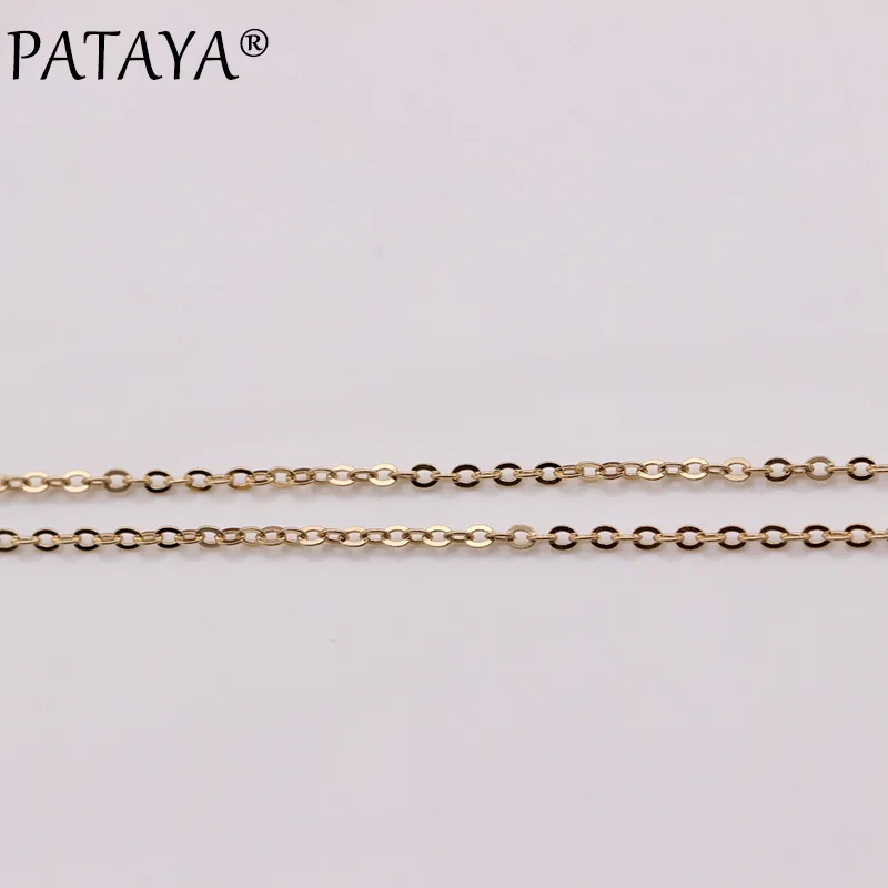 PATAYA New Fine Square Natural Zircon Women Pendant 585 Rose Gold Color Long Necklace Wedding Romantic Life Gift Fashion Jewelry