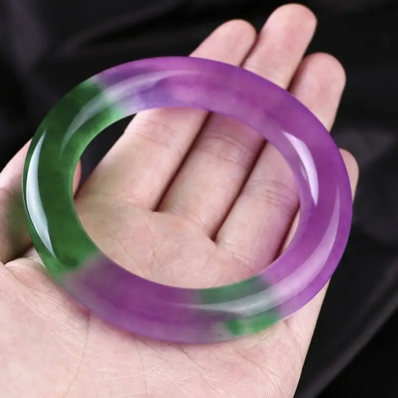 

Class A Natural jadeit High ice Purple floating green Bracelet jewelry jade bangles Real jade women gift bracelet