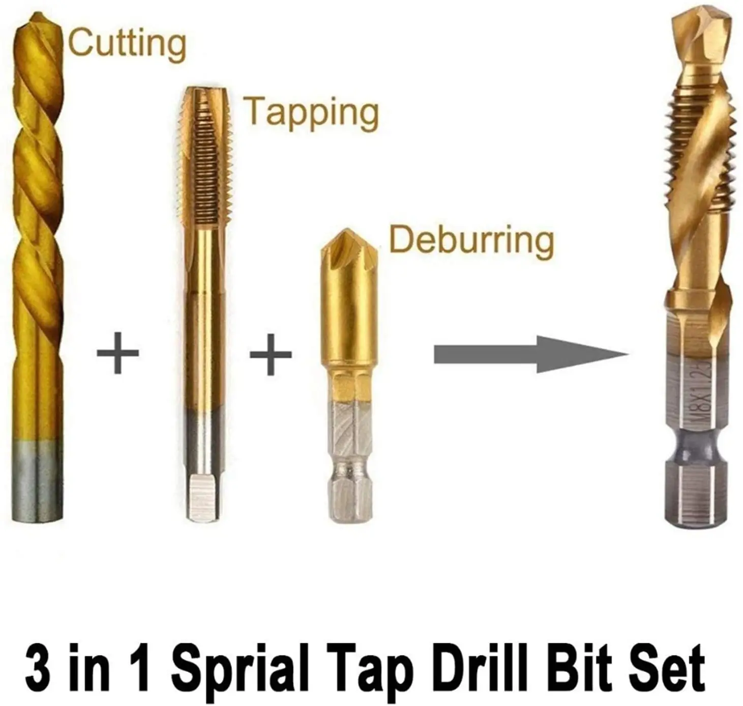 6Pcs Hex Shank Titanium Plated HSS Screw Thread Metric Tap Drill Bits Screw Machine Compound tap M3 M4 M5 M6 M8 M10 Hand Tools