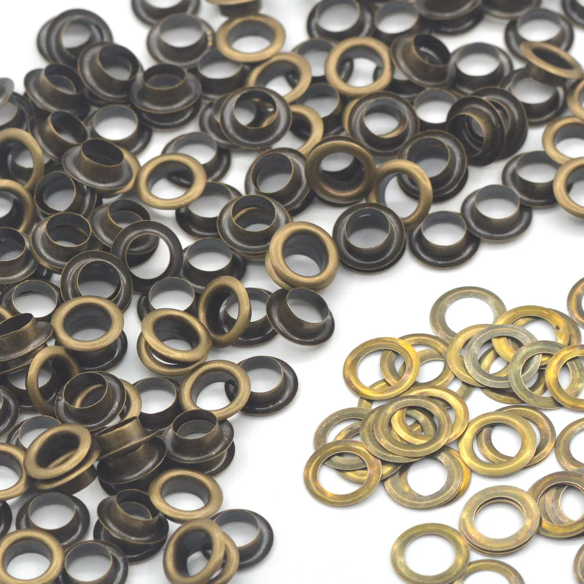 100sets Bronze Color Pure Brass Material 4mm/5mm/6mm/8mm/10mm Grommet Eyelet With Washer Fit Leather Craft Shoes Belt Cap