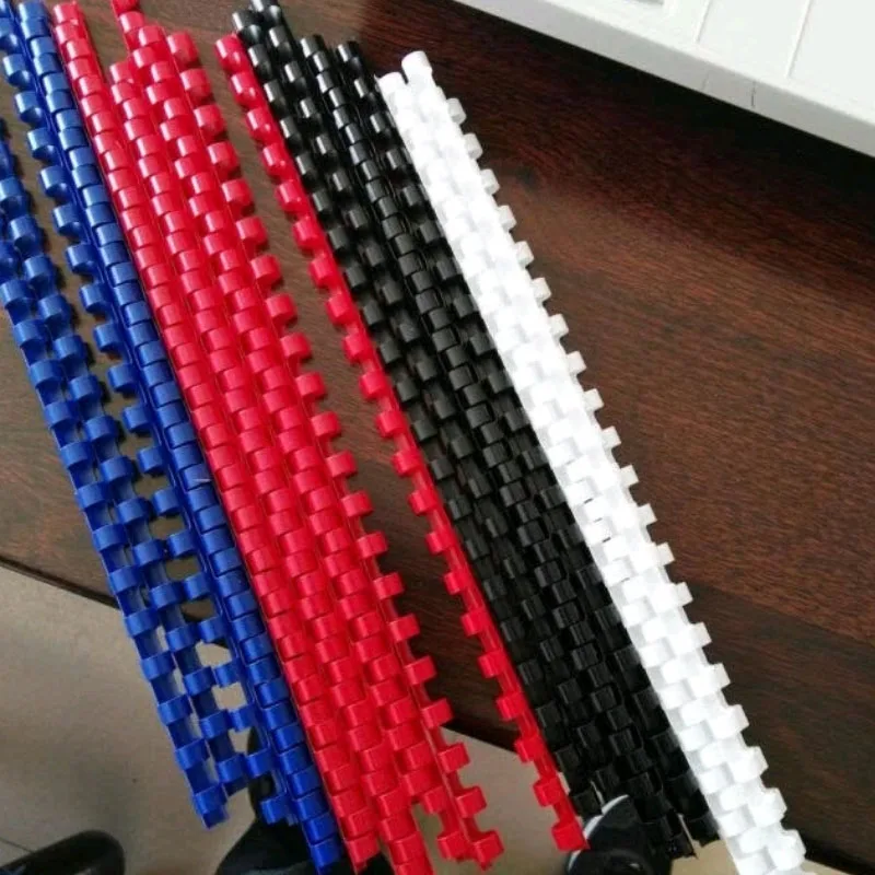 100PCS/BOX 8mmx300mm 21 Rings PVC Binding Aprons 40 Sheets Notebook A4 Documents Machine Plastic Strip Office School Suppliers