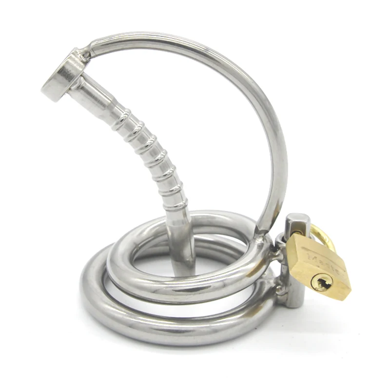 Chaste Bird Stainless Steel Male Chastity Device with Catheter,Cock Cage,Virginity Lock,Penis Ring Adult Game,Cock Ring A082