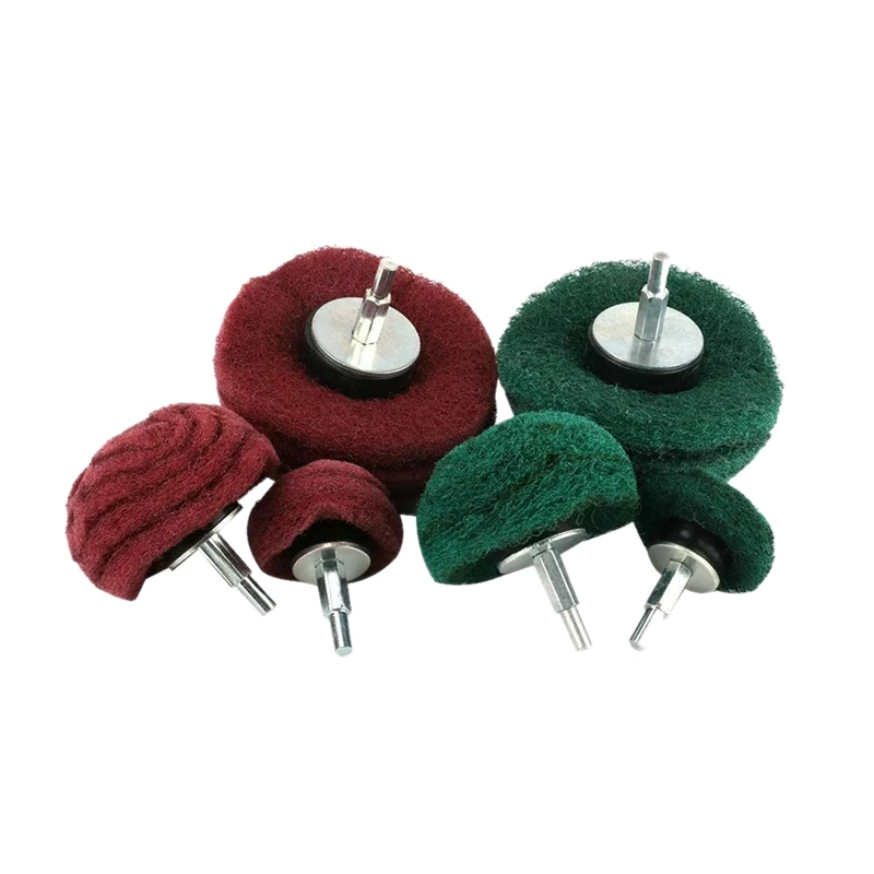 6Pcs Mounted Dome Sanding Mop Pad Nylon Fiber Buffing Wheel for Metal Wood 180 320 Grit