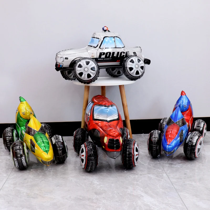 1pc 4D Police car SUV beetle racing Car Foil balloon cartoon Globe Children Gifts Birthday Party Decorations Kids Toy Balls