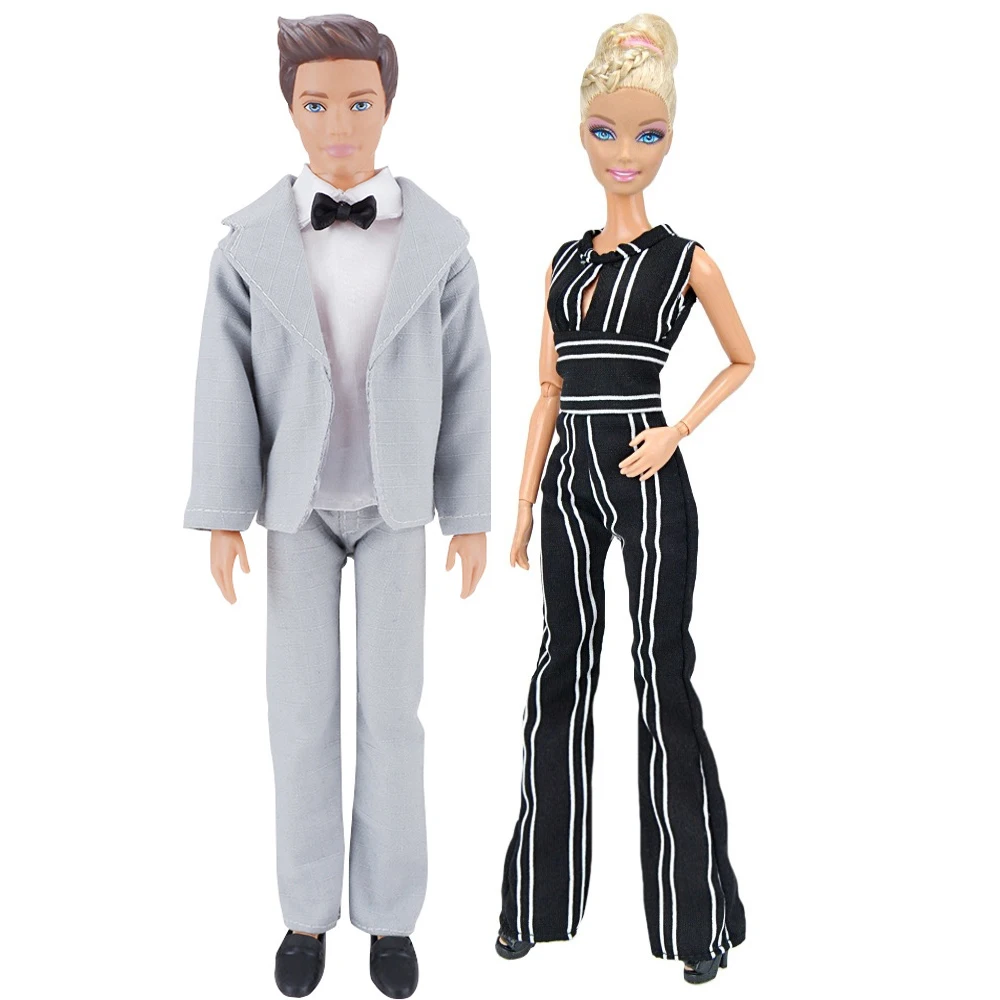 1 Set Ken Clothes Doll Striped Jumpsuit Ken Wedding Dressing Party Dress Fashion Outfits Clothes Doll Accessories for 30cm Doll