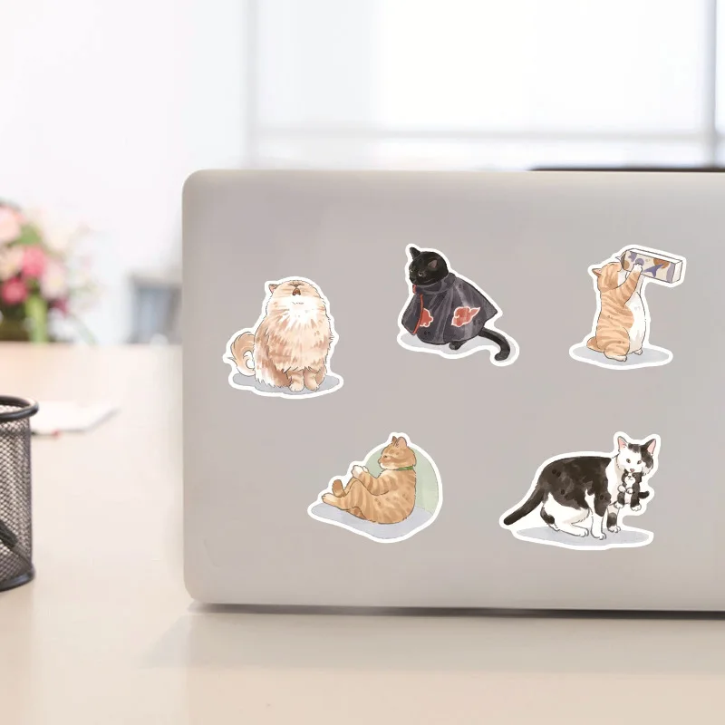 10/30/50PCS Cartoon Anime Cute Cat Graffiti Sticker tazza d'acqua Laptop bagaglio chitarra regalo giocattolo PVC adesivo impermeabile all'ingrosso