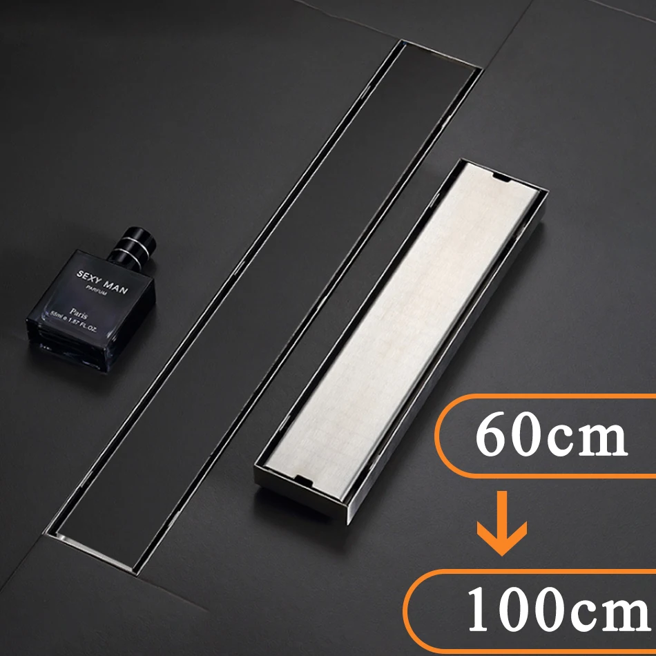 

304 Stainless Steel Floor Drain Rectangular Anti-Odor Long Linear Drainage Bathroom Shower Floor Drainer 60 70 80 90 100 *6.8 cm