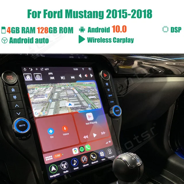 

Автомобильный радиоприемник для Ford Mustang 2015-2021, навигация GPS Careplay, встроенный Bluetooth, 3D качество музыки, давление в шинах, Monit