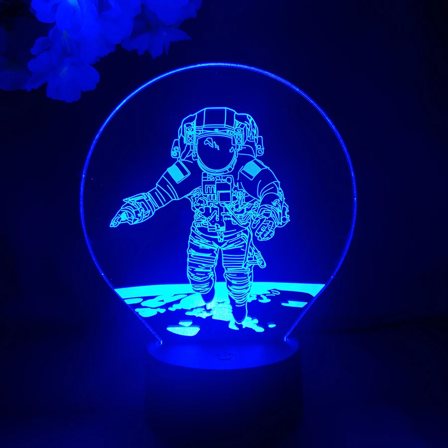 

Landing On The Moon Astronaut 3D Visual Nightlight for Kids Child Bedroom Decoration Creative Xmas Gift LED Sensor Lamp Planet