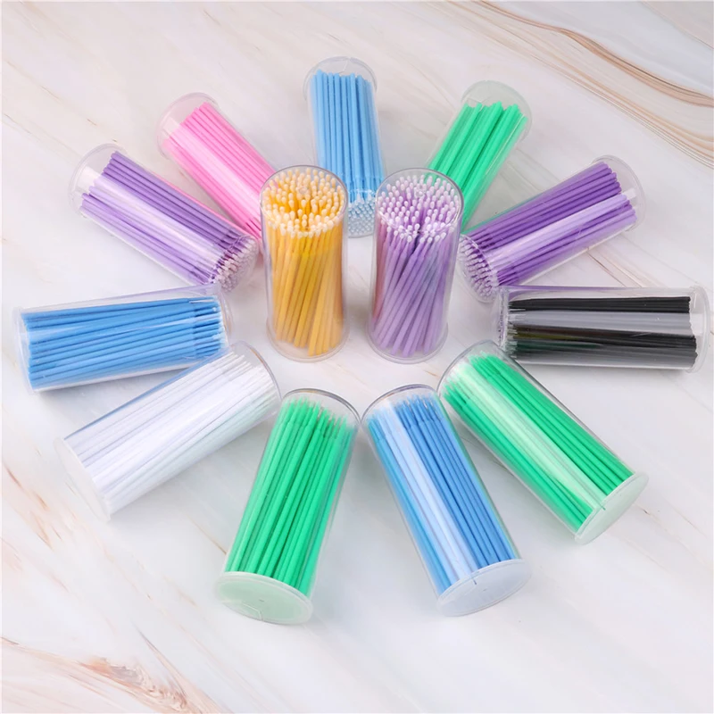 

100PCS/Pack Swab Microbrushes Eyelash Extension Durable Micro Individual Applicators Cotton Swab Disposable Makeup Brushes