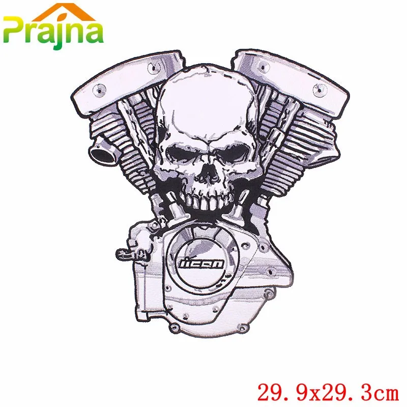 Pulaqi Big Rock Skull Patch Embroidered Patches Iron On Stripes For Clothes Jacket Ironing Patches Motorcycle Big Letter Badges