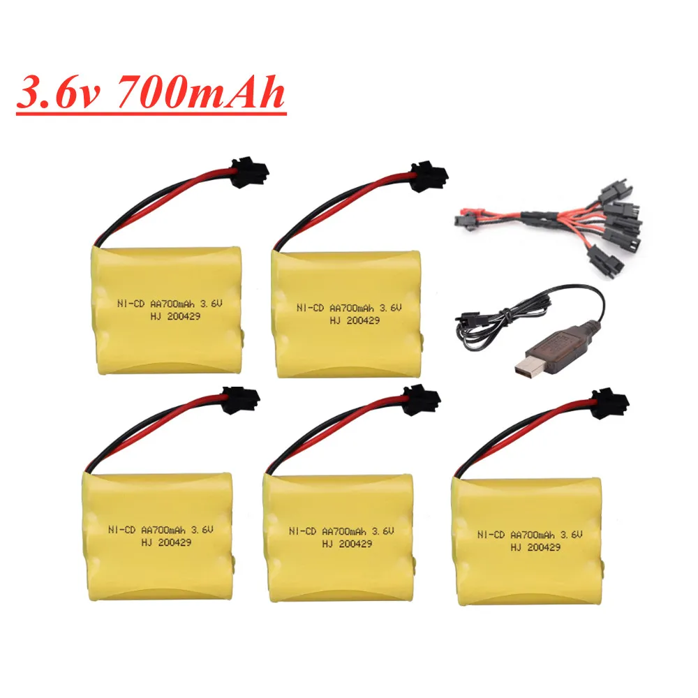 3.6V 700mah AA NI-CD M Battery + USB Charger Set For Electric Toys Car Ship Robot Model AA 3.6V Rechargeable Battery Pack