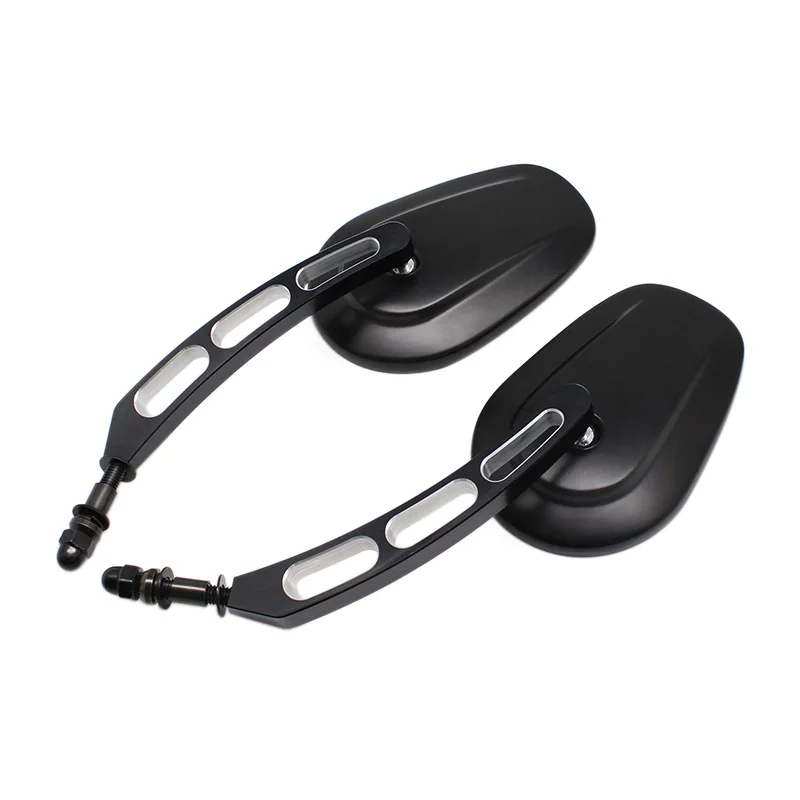 

ROAOPP 1 Pair 8mm Motorcycle Mirrors Black Side Rearview Mirror Aluminum Moto Motorcycle Mirror for Universal Harley Davidson